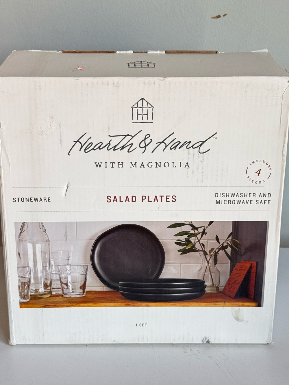 Hearth & Hand Black Stoneware Salad Plates - Set of 4 - Discontinued